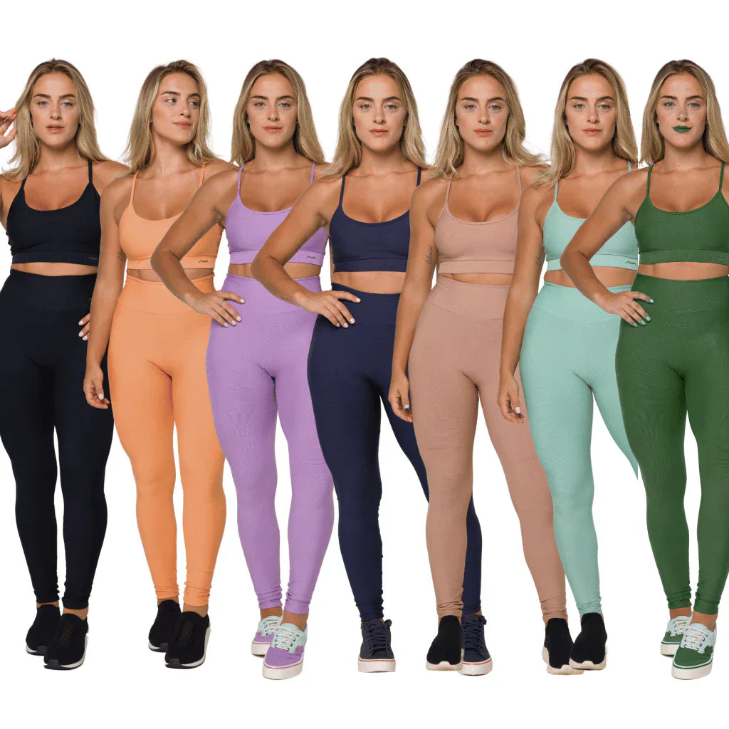 Conjunto Feminino Academia Top e Legging Com Bolso